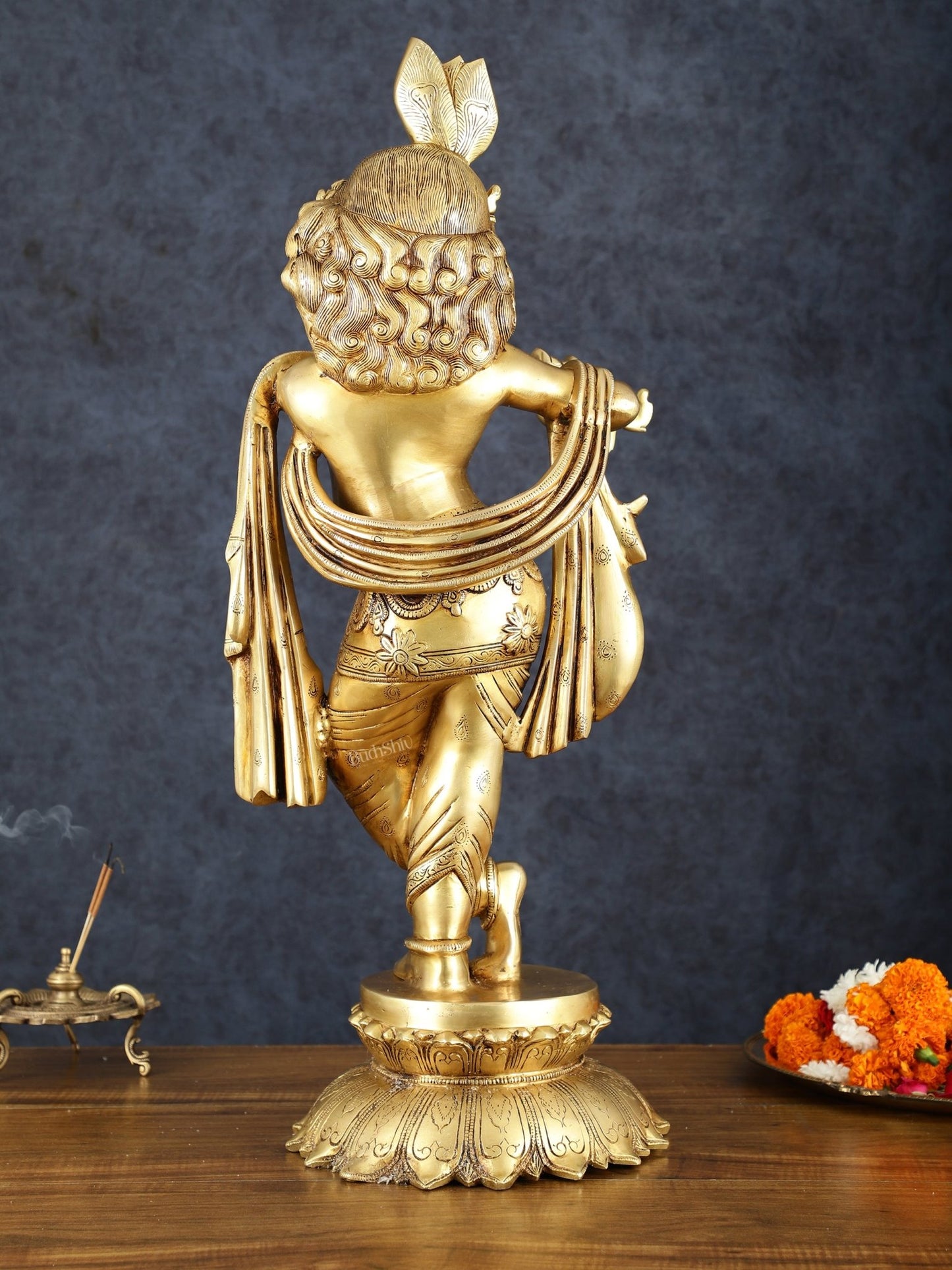 Exquisite Pure Brass Superfine Krishna Statue – 27" Height - Budhshiv.com