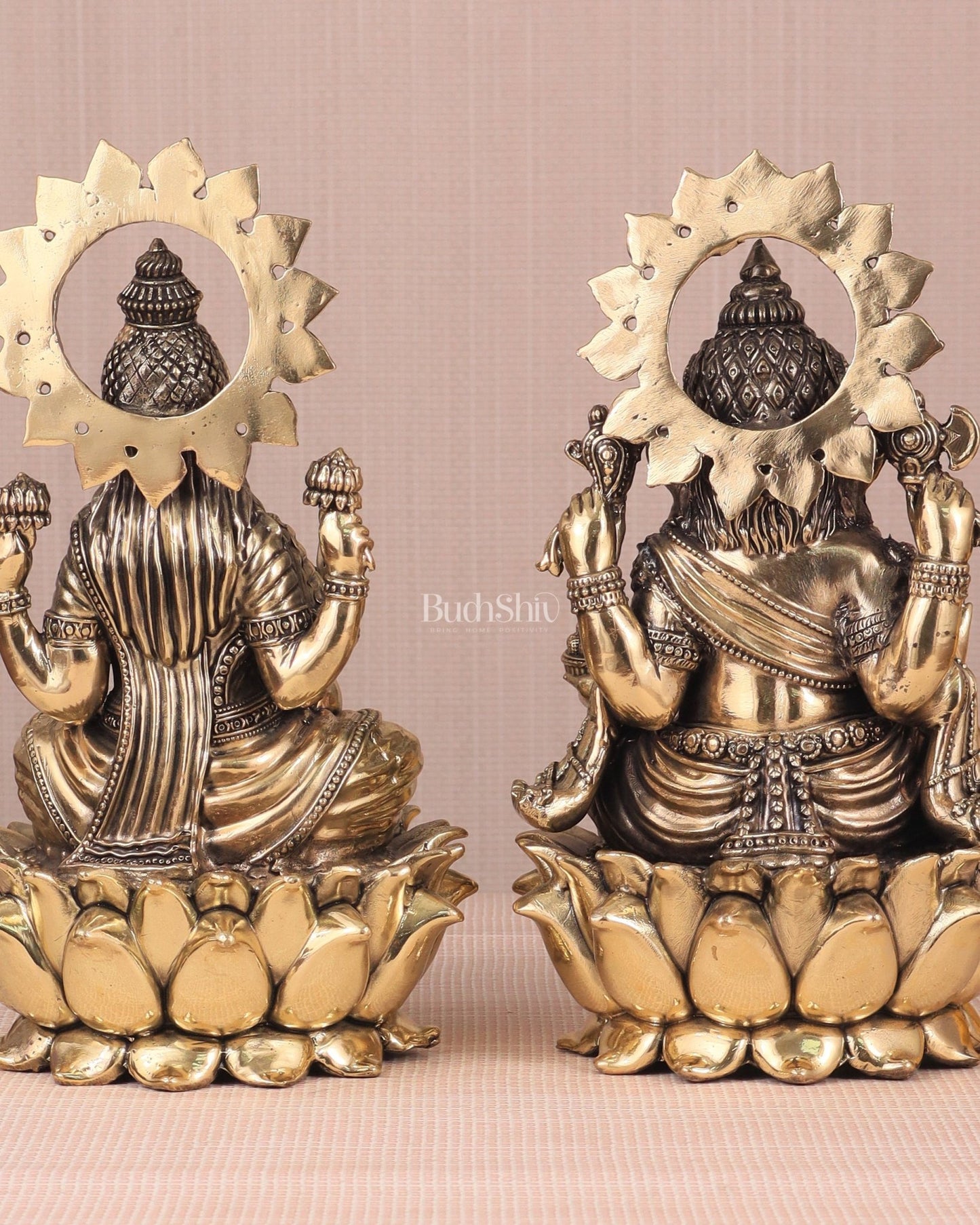 Ganesh Lakshmi Brass Superfine Idols - 8" - Budhshiv.com