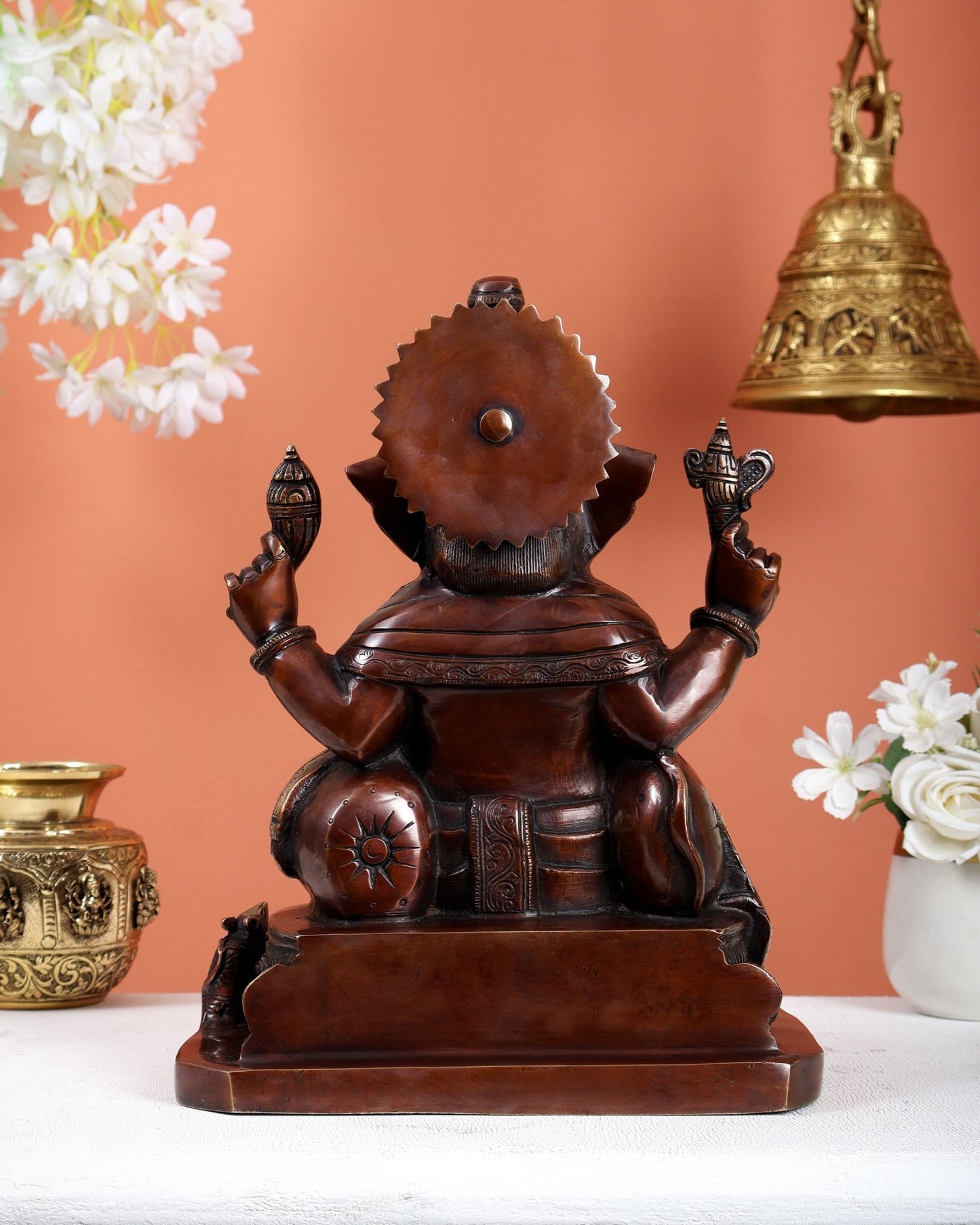 Ganesha Brass statue 13 inch Brown tone - Budhshiv.com