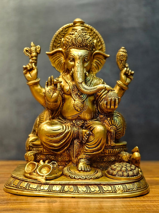 Ganesha Brass statue 13 inch - Budhshiv.com