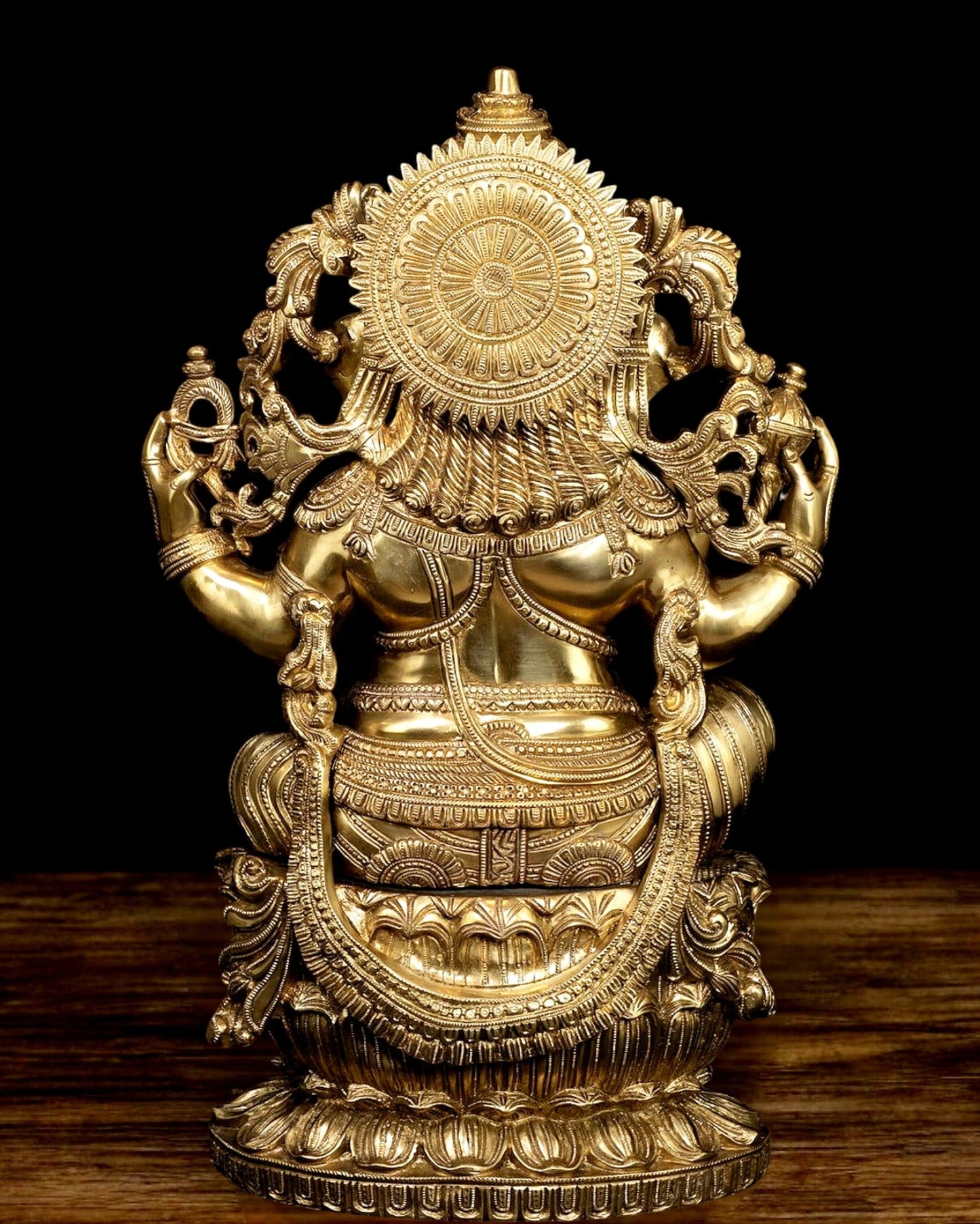 Ganesha Brass Statue - 26 Inch enhanced carvings - Budhshiv.com