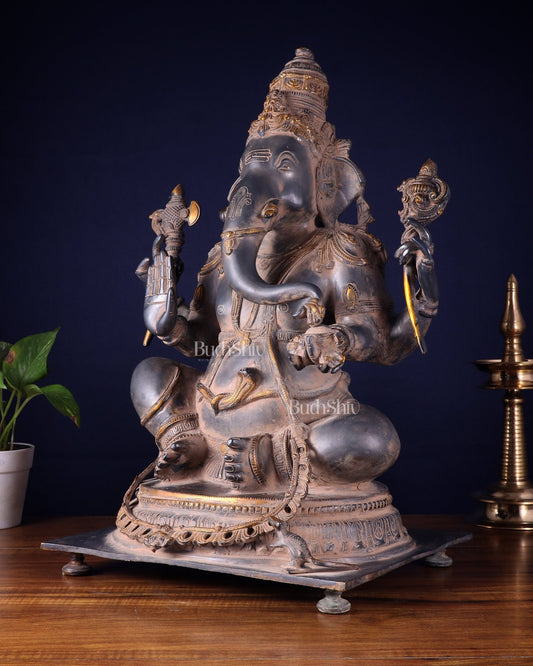 Ganesha Brass statue - Majestic 21 - Inch Height - Budhshiv.com