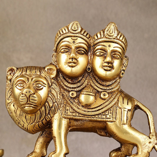 Goddess Chamunda Brass Idol: 5.5 inch - Budhshiv.com