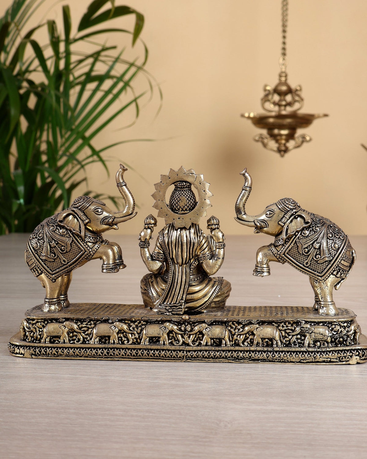 Goddess Gajalakshmi Brass Superfine Intricate Idol 4 inch - Budhshiv.com
