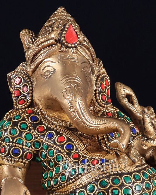 Handcrafted Brass Ganesha Statue on Peacock Throne statue - Budhshiv.com