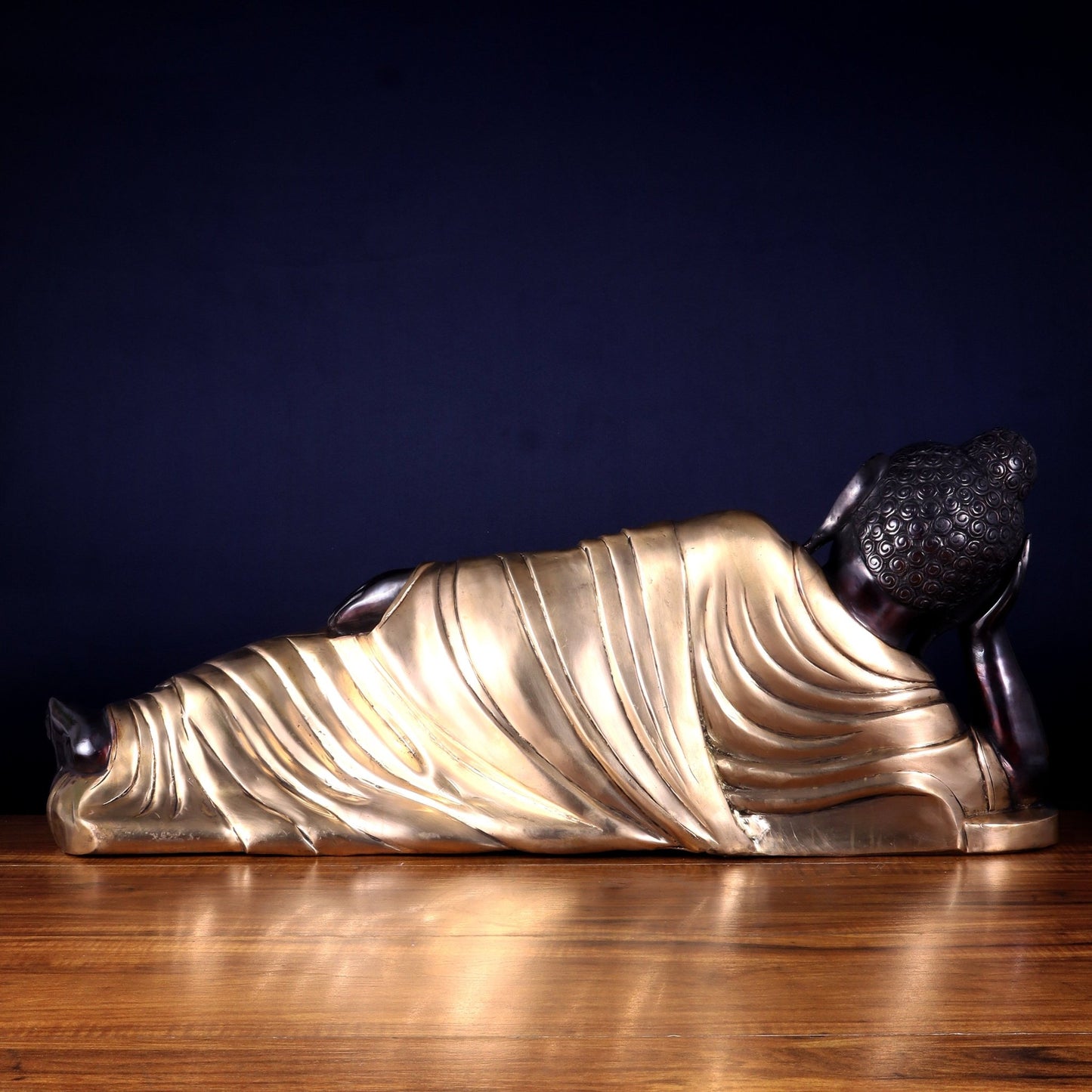 Handcrafted brass Large Resting/Sleeping Buddha Statue - 29" - Budhshiv.com