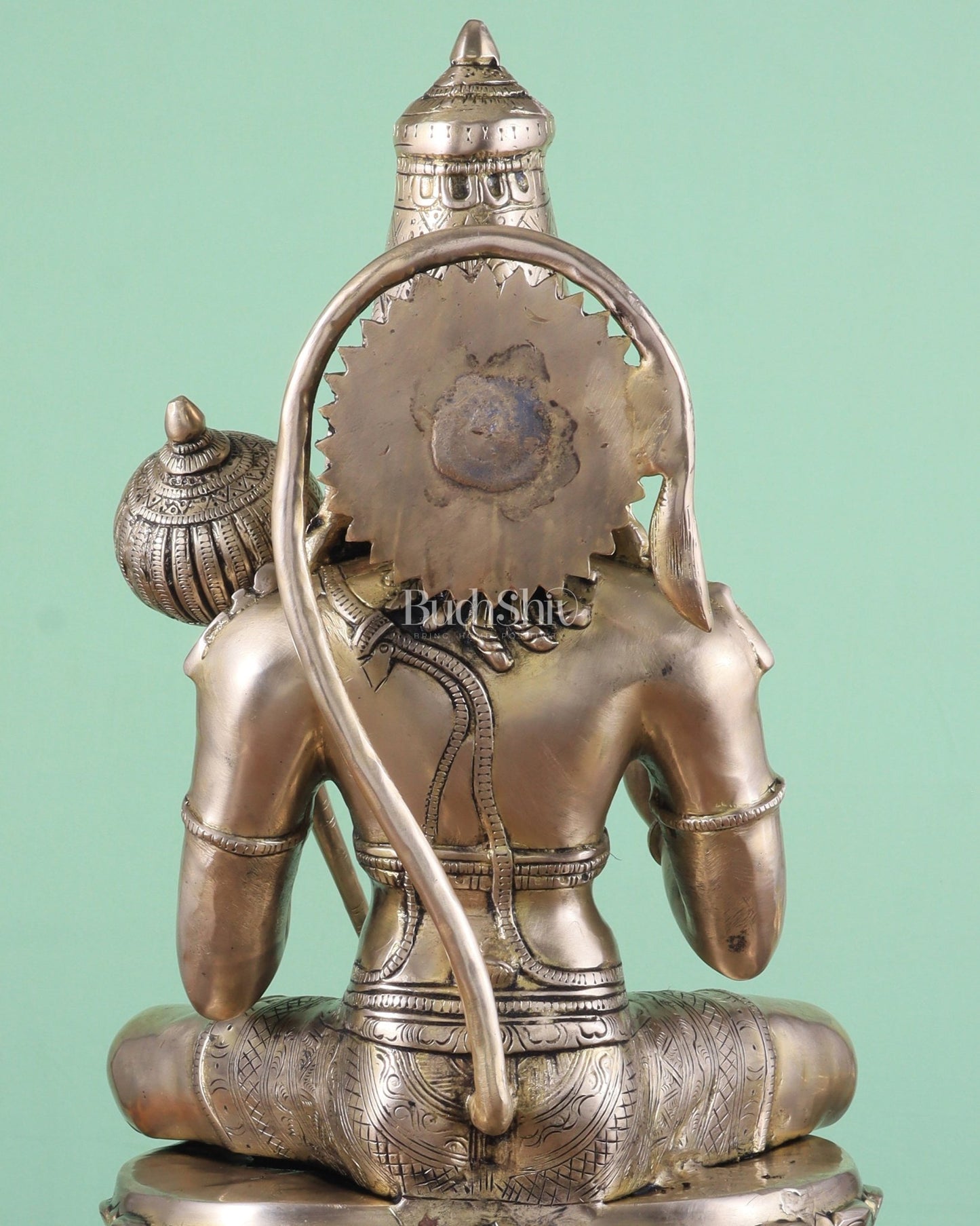 Handcrafted Brass Lord Hanuman Murti | 18" Height matte finish - Budhshiv.com
