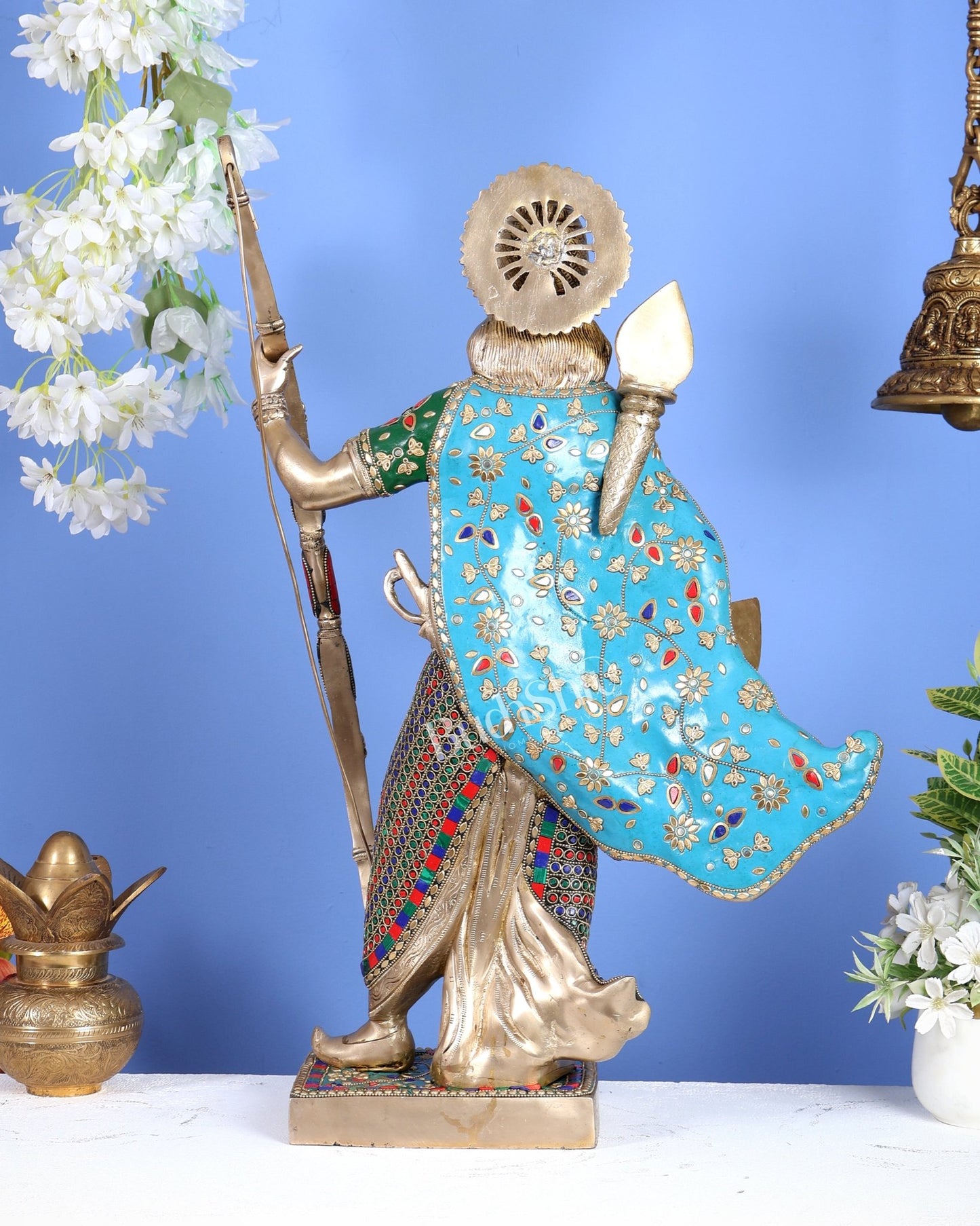 Handcrafted Brass Lord Rama Statue with Bow and Arrow – 26 Inch - Budhshiv.com