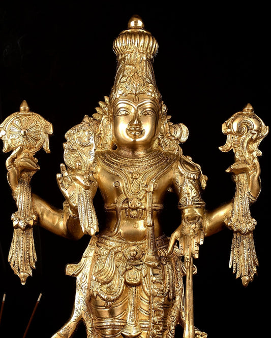 Handcrafted Brass Lord Vishnu Statue - 20" Height - Budhshiv.com