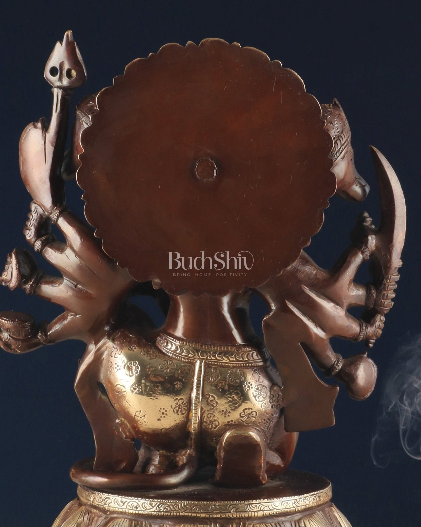 Handcrafted Brass Panchmukhi Hanuman Idol – Dual Tone Chola Finish, 13.5" - Budhshiv.com