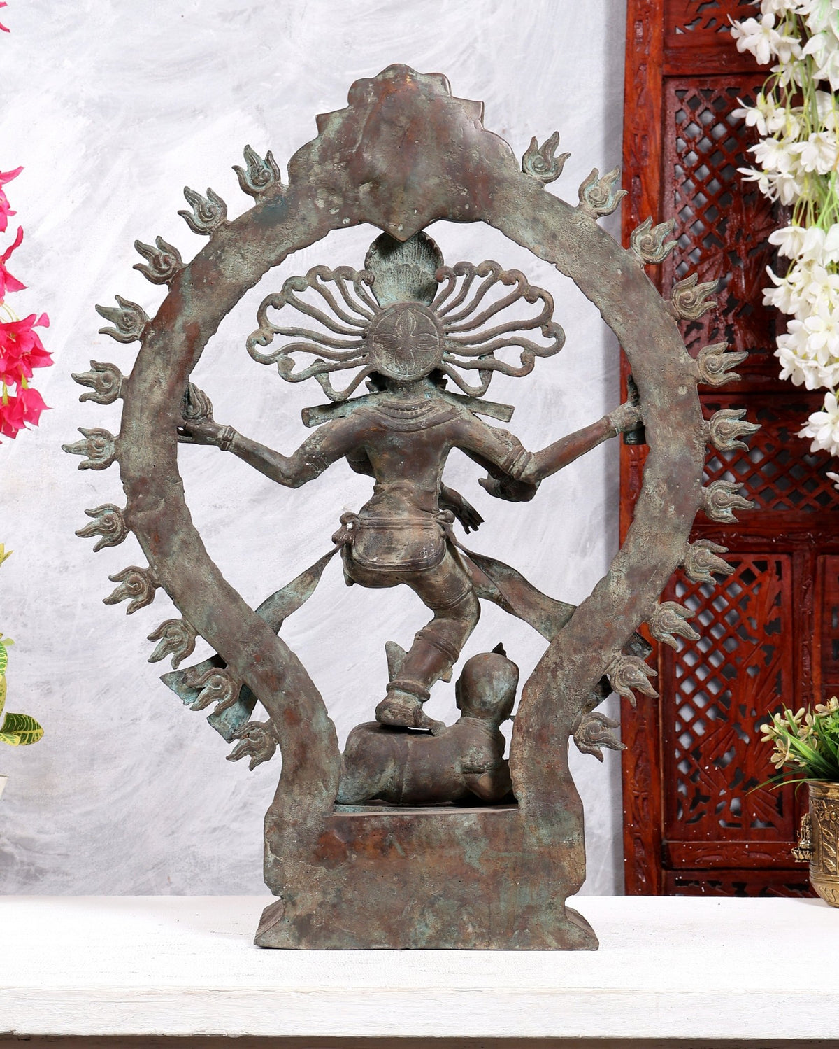 Handcrafted Bronze Nataraja – Dancing Shiva Vintage Indonesian Sculpture 22 inch - Budhshiv.com
