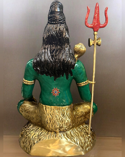 Handcrafted Nepalese Inlay Brass Lord Shiva Statue - 23 inch - Budhshiv.com