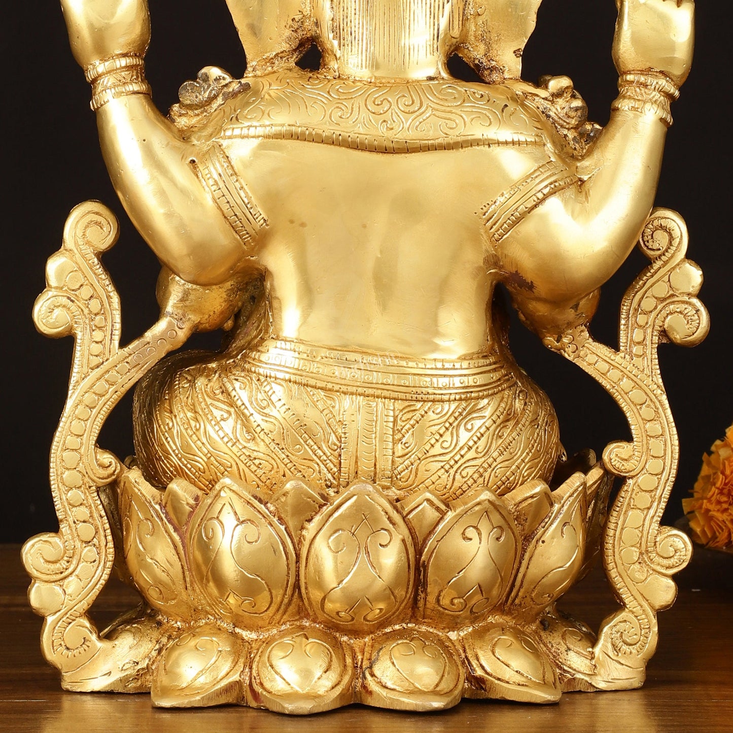 Handcrafted Pure Brass Ganesha Idol with Golden Finish - 12" Elegant Sculpture - Budhshiv.com