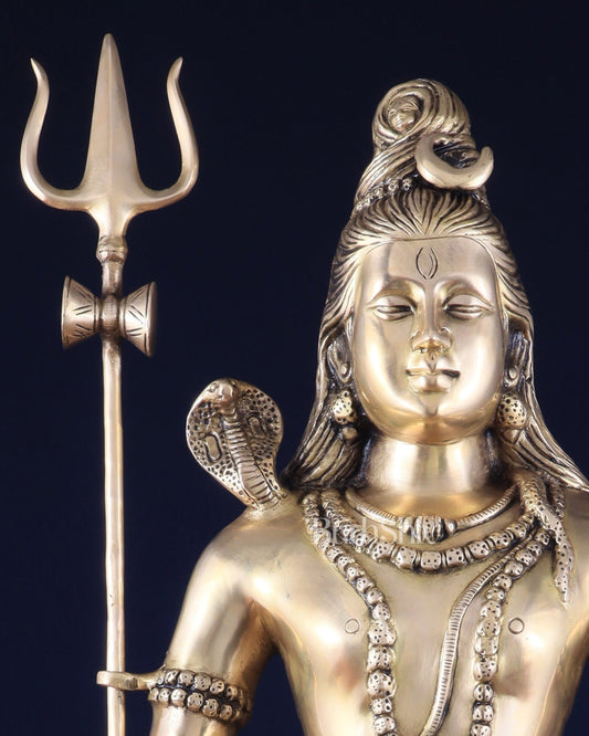 Handcrafted Pure Brass Lord Shiva Statue - 23" Meditation pose - Budhshiv.com