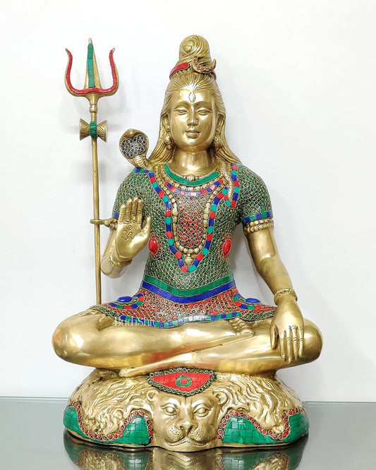 Handcrafted Pure Brass Lord Shiva Statue - 23" - Budhshiv.com