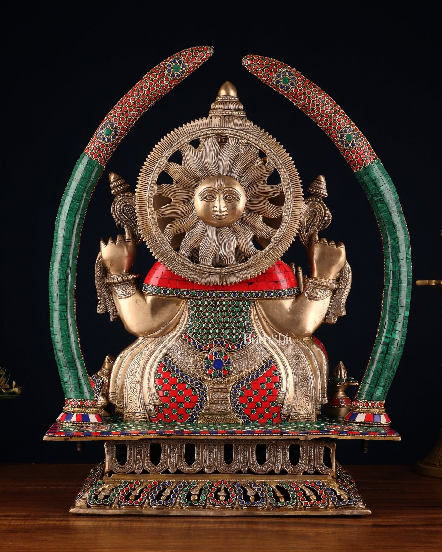 Handcrafted Superfine Brass Ganapathi Statue 22 inch stonework - Budhshiv.com