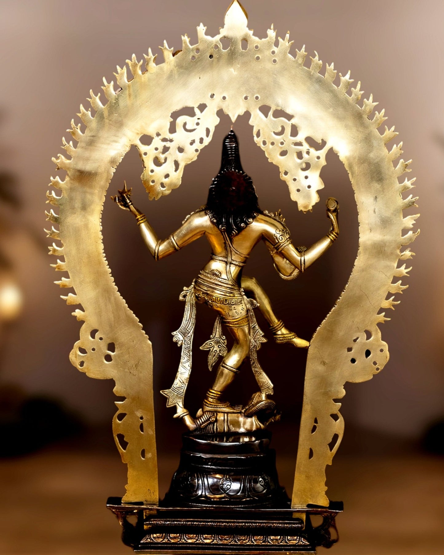 Handcrafted Three Tone Finish Brass Nataraja Statue - 26 Inch - Budhshiv.com