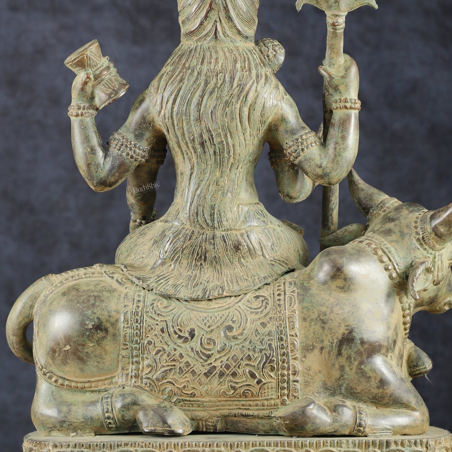 Indonesian Bronze Lord Shiva Seated on Nandi | Lost Wax Sculpture | 16" - Budhshiv.com