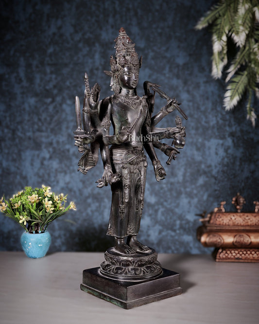 Indonesian Bronze Standing Shiva – Restorer of Cosmic Order | Java Museum - Style Sculpture - Budhshiv.com
