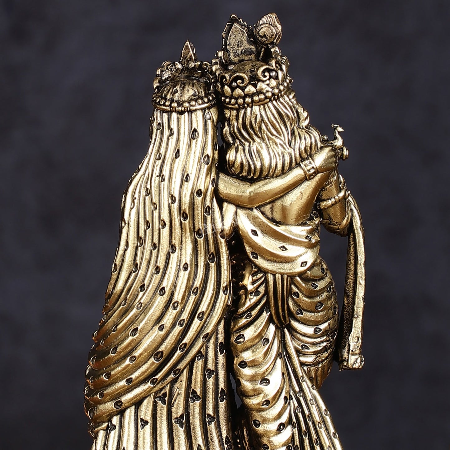 Intricate Lightweight Brass Radha Krishna Idol - 6" - Budhshiv.com