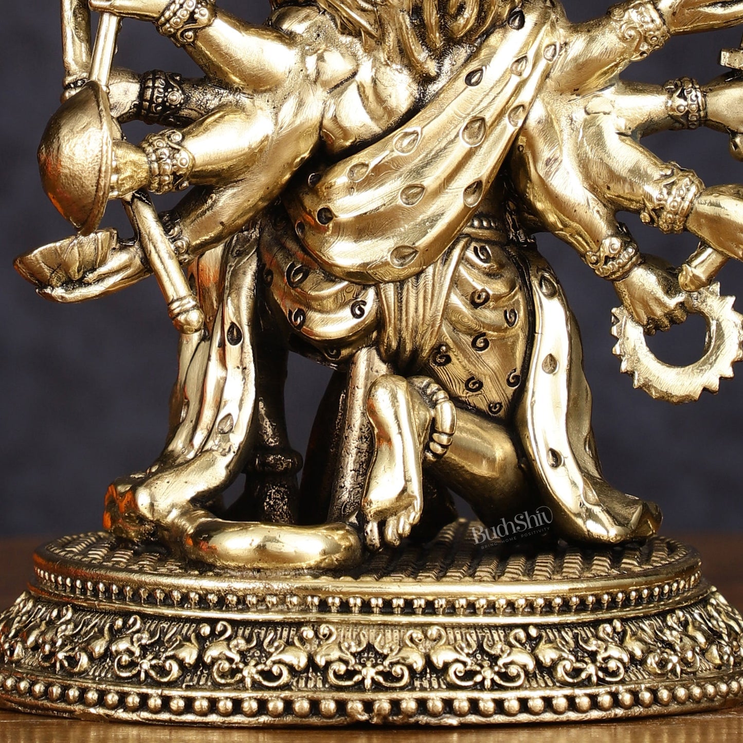 Intricate Superfine Brass Panchmukhi Hanuman Idol - 7" Tall - Budhshiv.com
