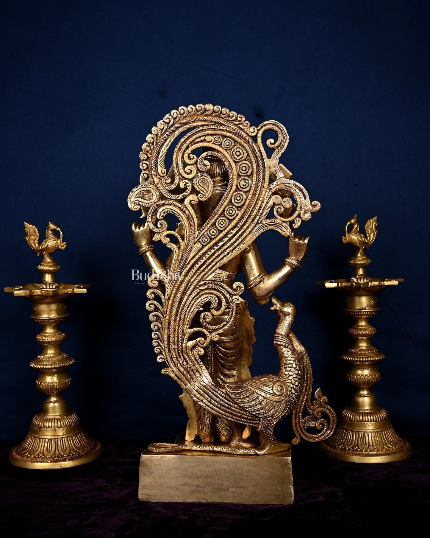 Kartikeya Lord Murugun Brass Superfine Statue 20" enhanced carvings - Budhshiv.com