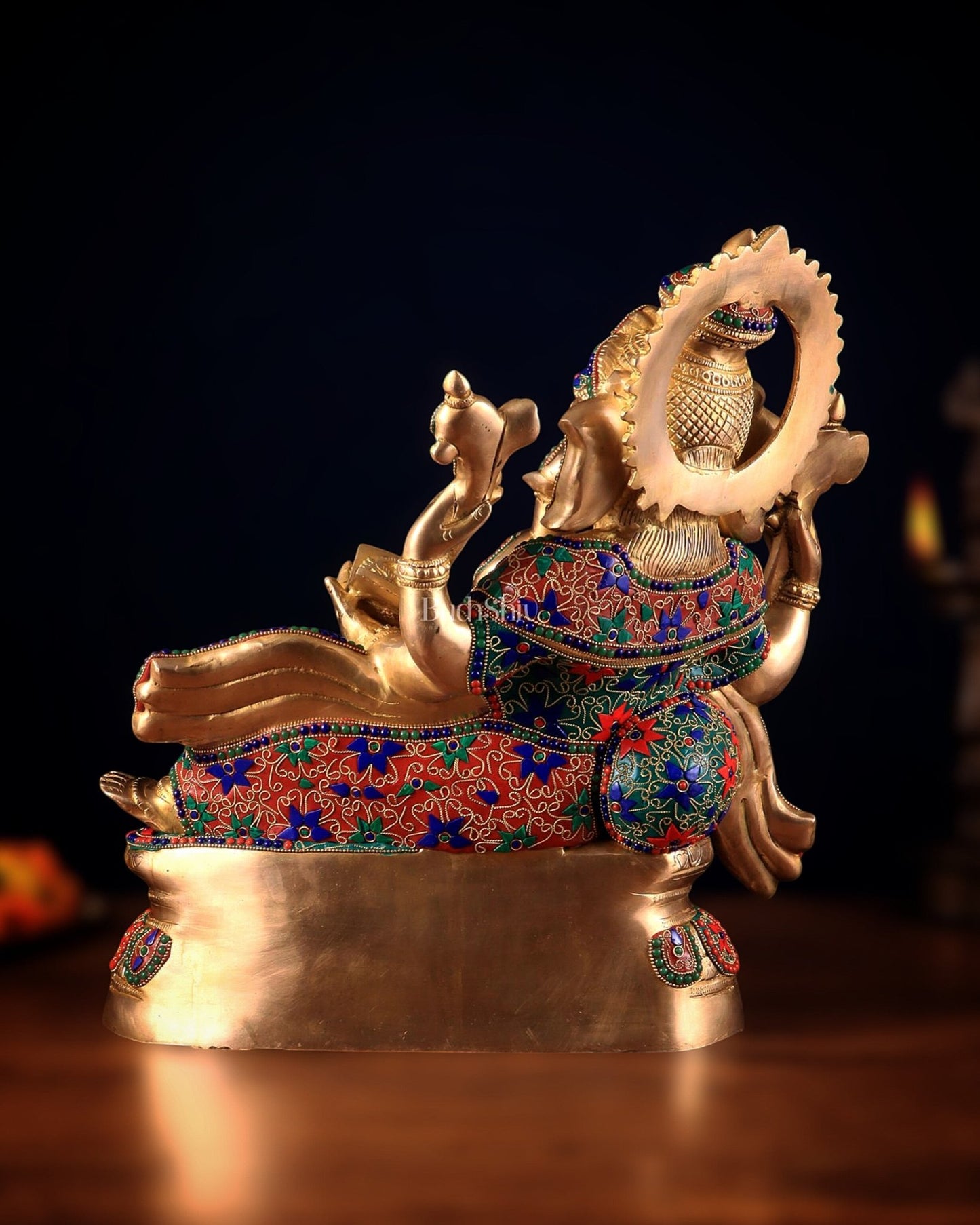 Large Brass Ganesha Resting Statue – 17" - Budhshiv.com