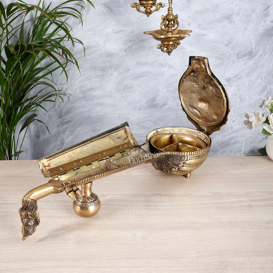 Large Brass Veena Showpiece | Saraswati Instrument Décor for Home & Office 20" - Budhshiv.com