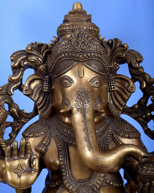 Large Ganesha Brass Statue - 26 Inch south Indian style - Budhshiv.com