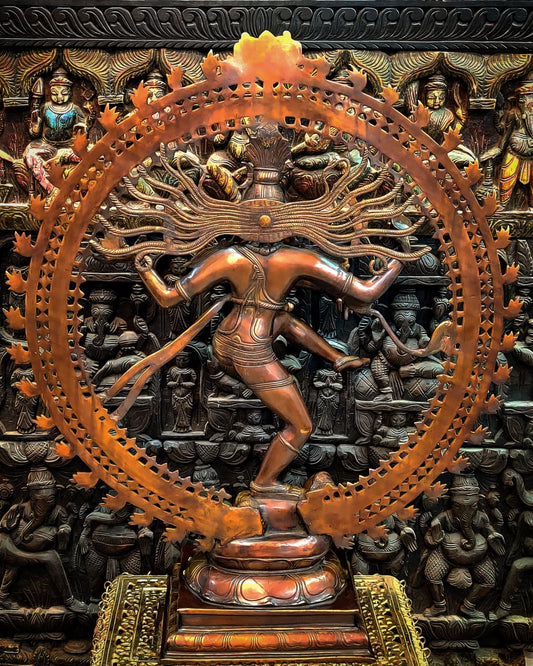 Large Handcrafted Superfine Brass Nataraja Statue - 36" Height - Budhshiv.com