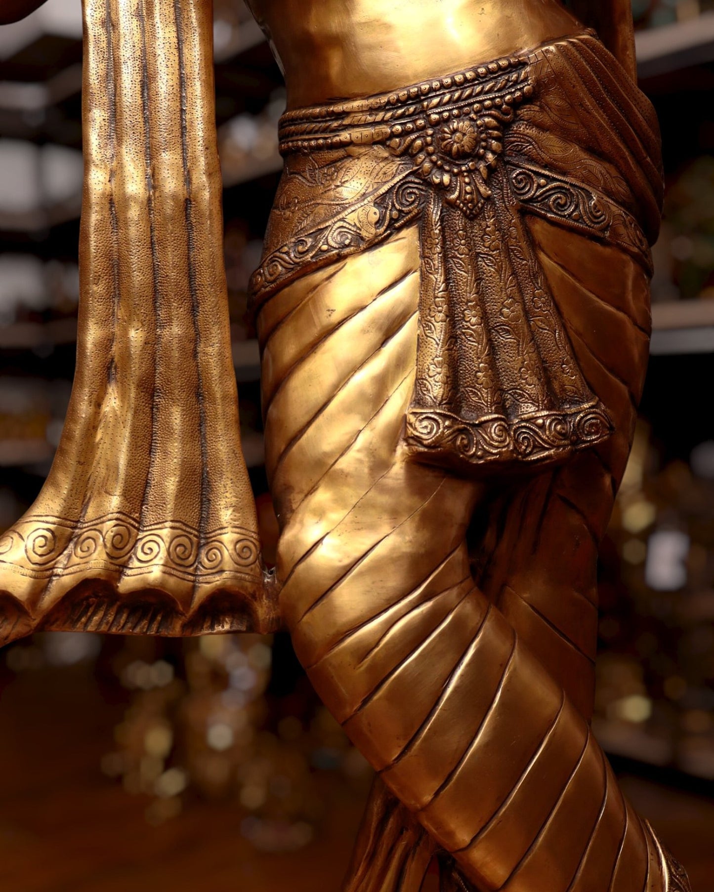 Life - Size Handcrafted Brass Lord Krishna Statue 79 inch - Budhshiv.com