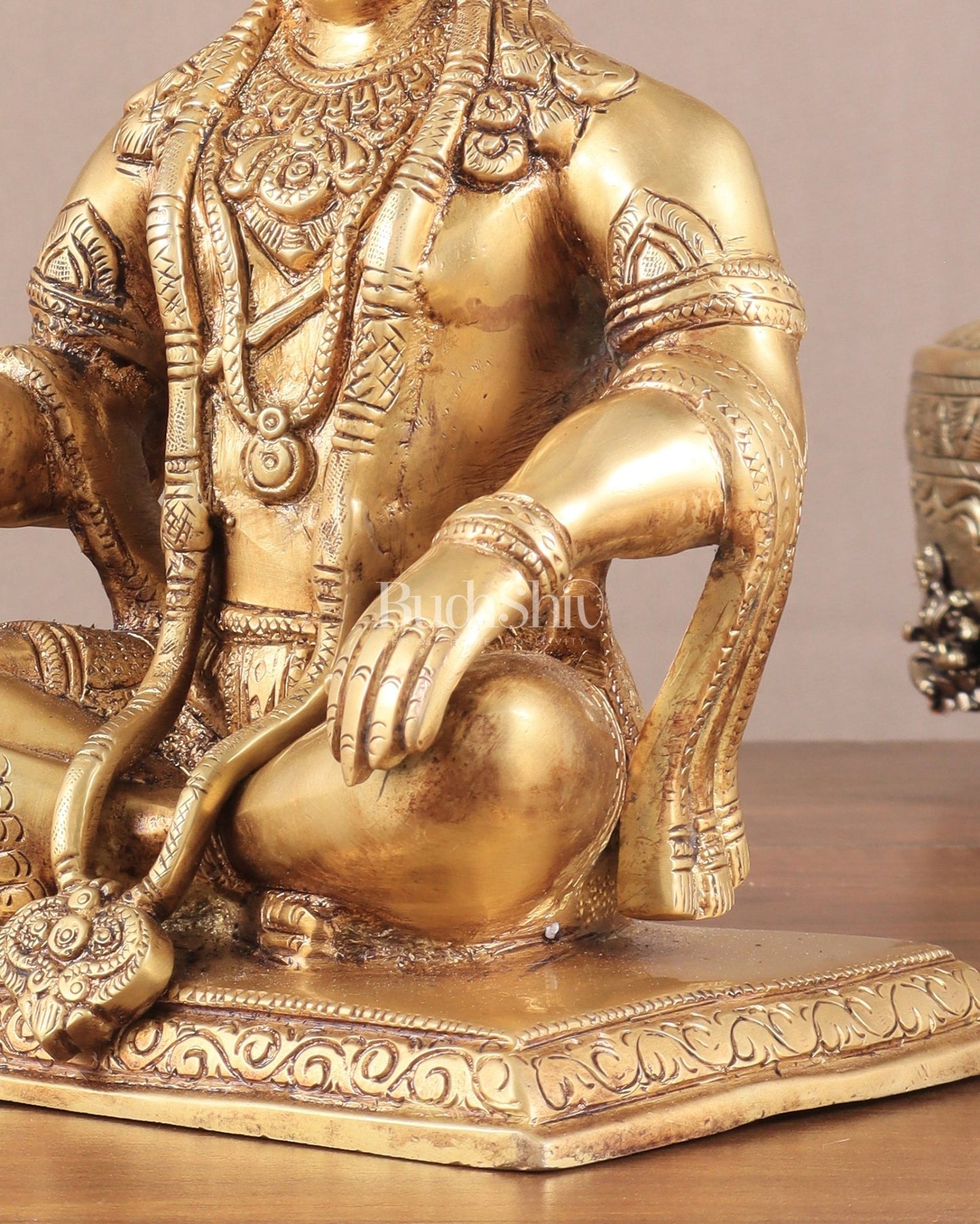 Lord Hanuman Brass Idol 9.5" blessing hand - Budhshiv.com