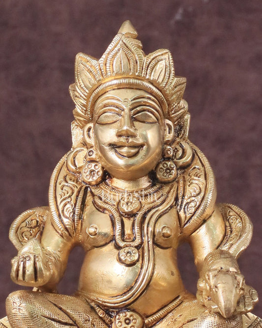 Lord Kuber Intricate Brass Statue - 5.5" - Budhshiv.com