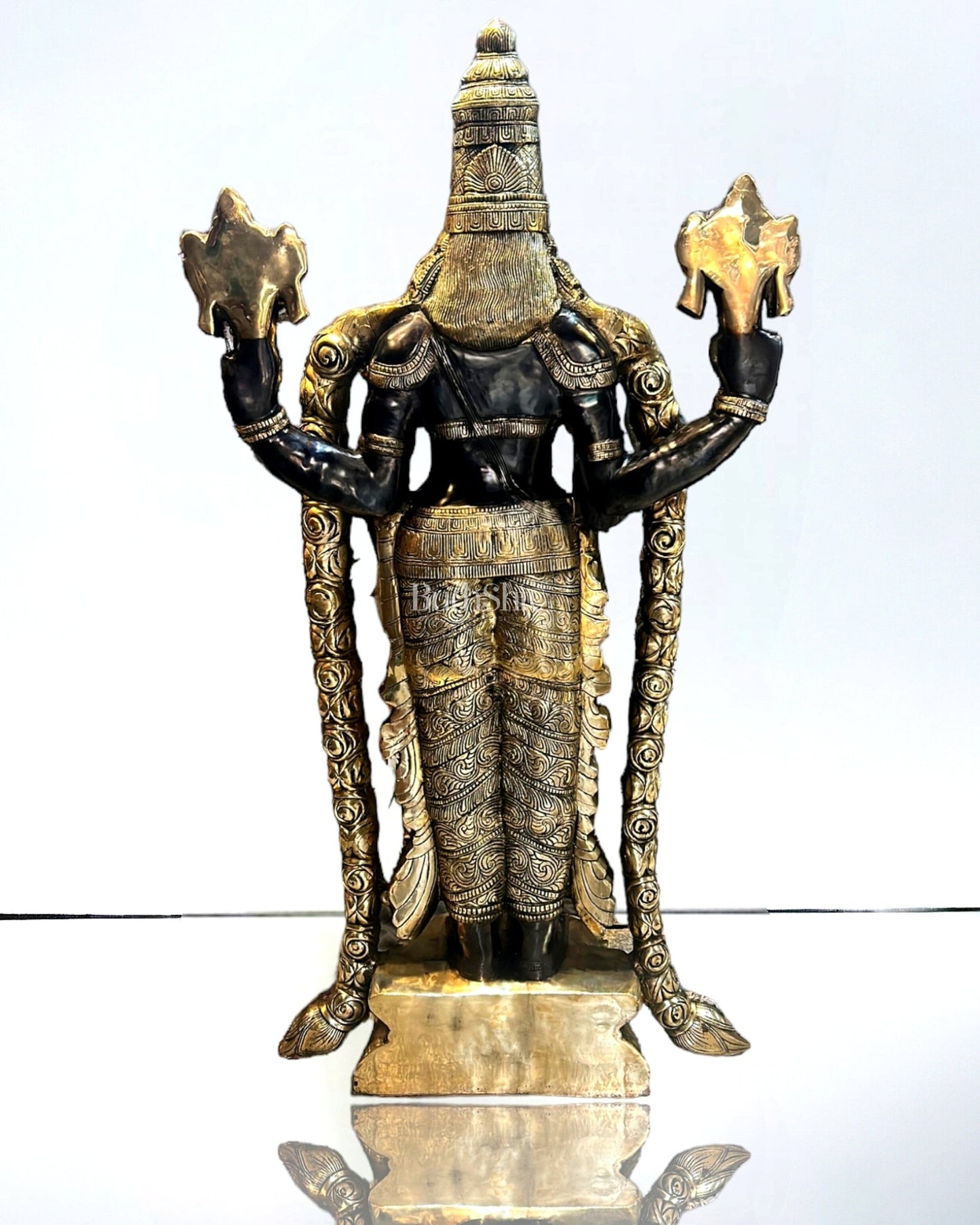 Magnificent Pure Brass Large Tirupati Balaji Statue 60" - Budhshiv.com
