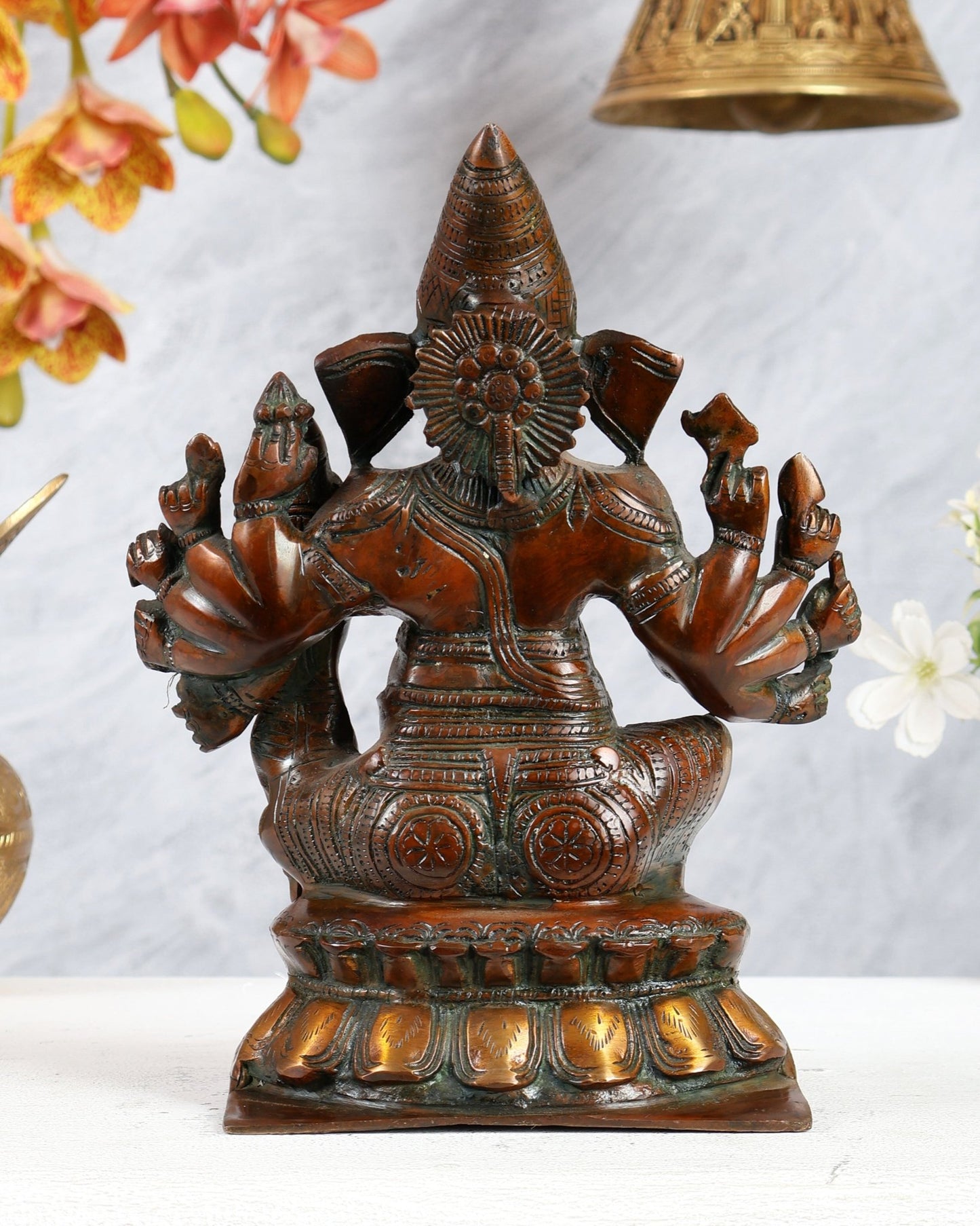 Maha Ganapati uchista Shakti Ganesha Brass Statue 9" dual tone - Budhshiv.com