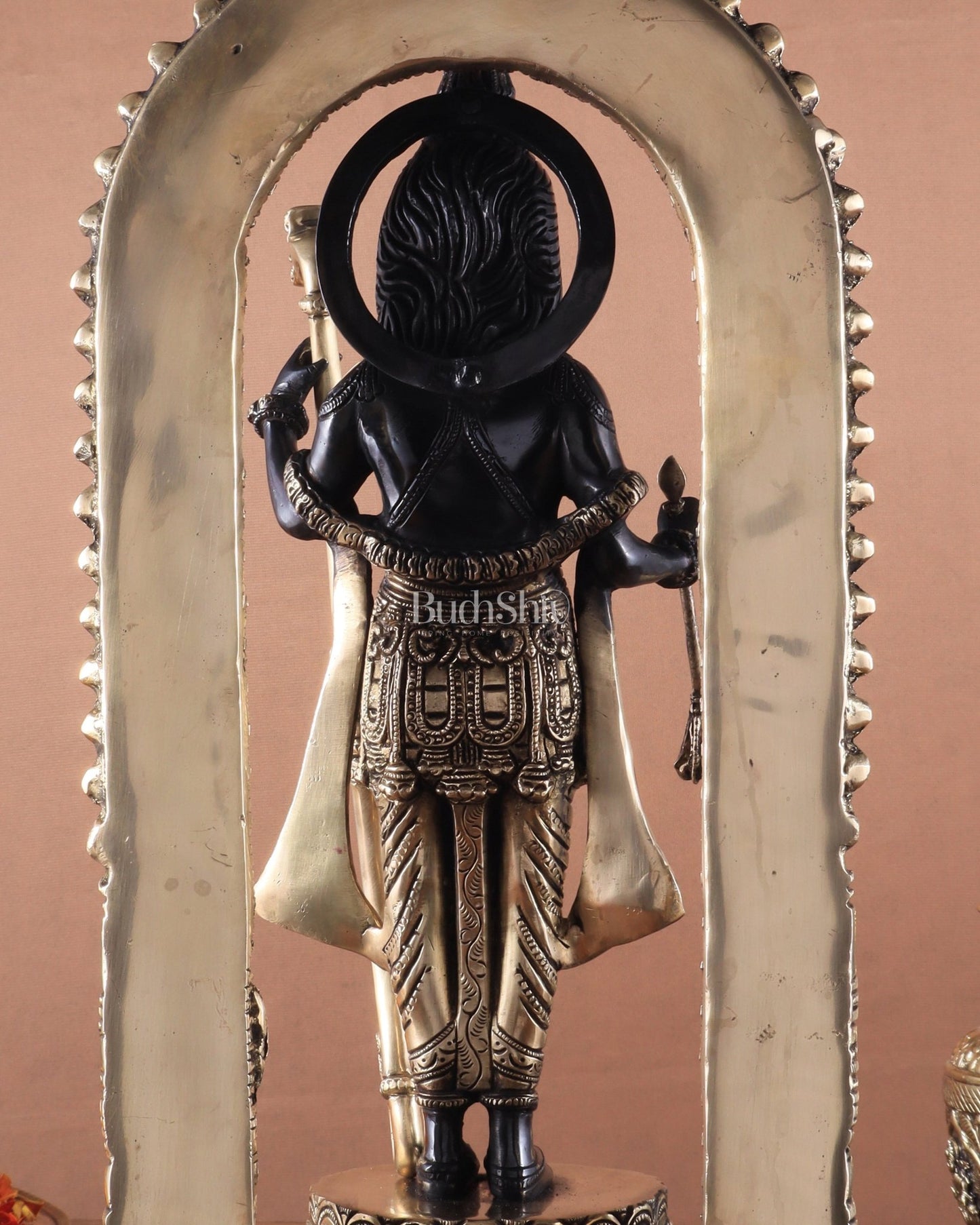 Majestic Ayodhya Ram Lalla Superfine Brass Sculpture - Black Edition, 18.5 Inch - Budhshiv.com