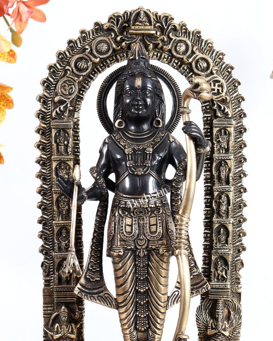 Majestic Ayodhya Ram Lalla Superfine Brass Sculpture - Black Edition, 18.5 Inch - Budhshiv.com