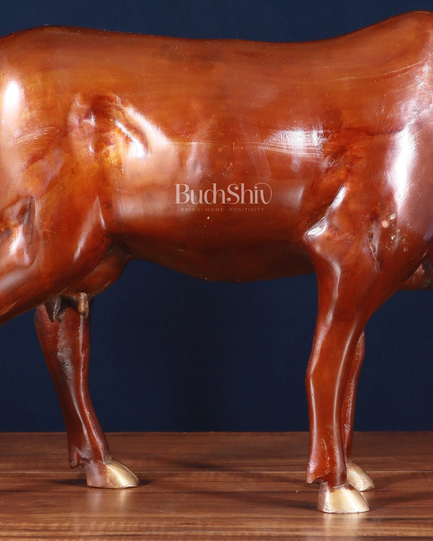 Majestic Large Brass Cow Statue – Double Chola Tone - Budhshiv.com