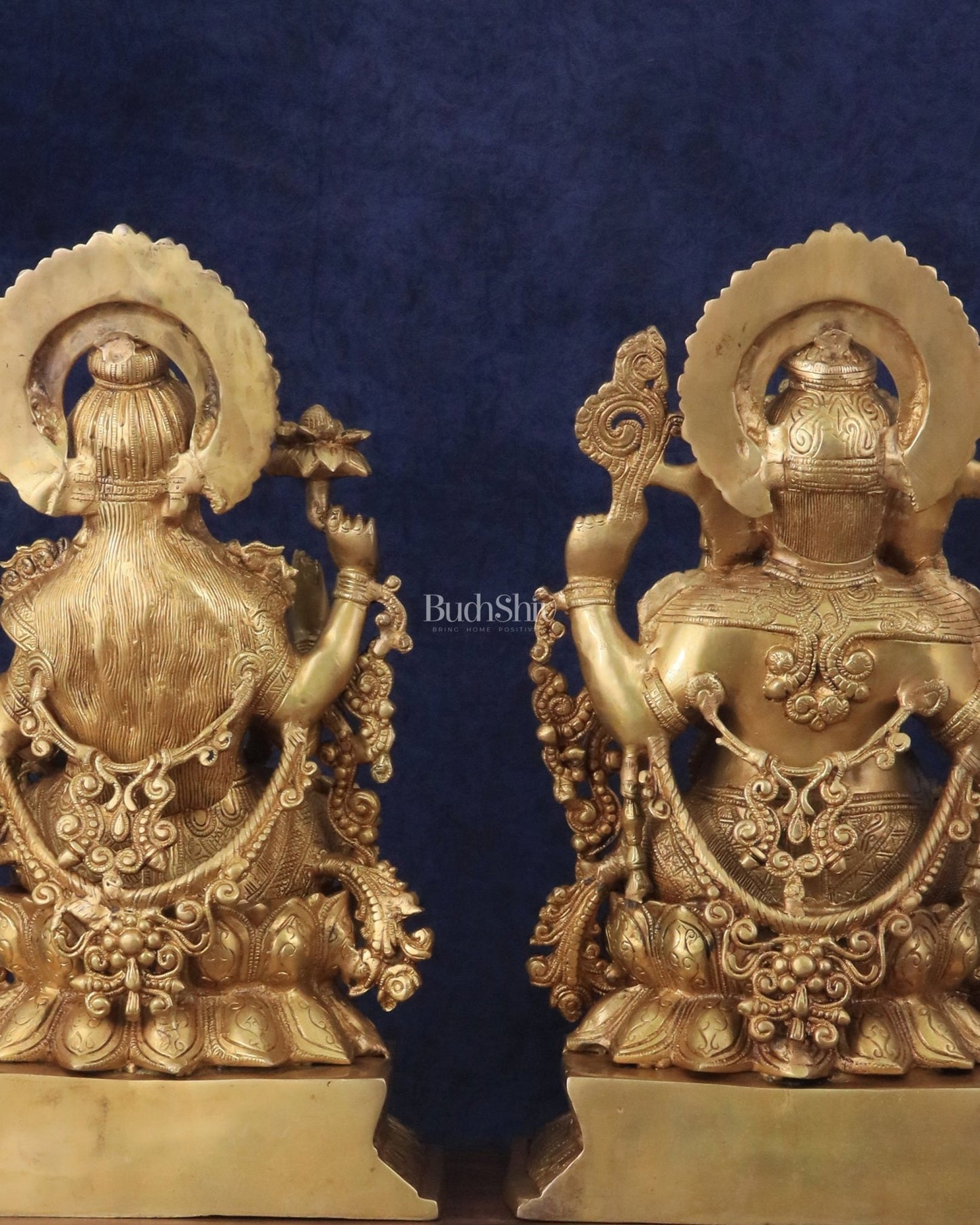 Majestic Pure Brass Ganesha & Lakshmi Idols – 18" - Budhshiv.com