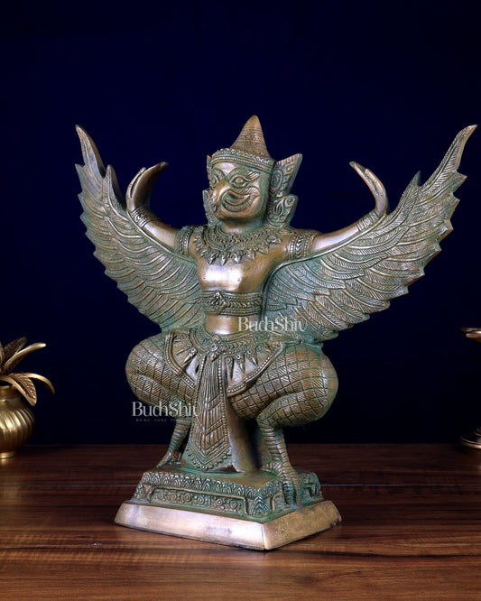 Majestic Pure Brass Garuda with Open Wings – 14" - Budhshiv.com