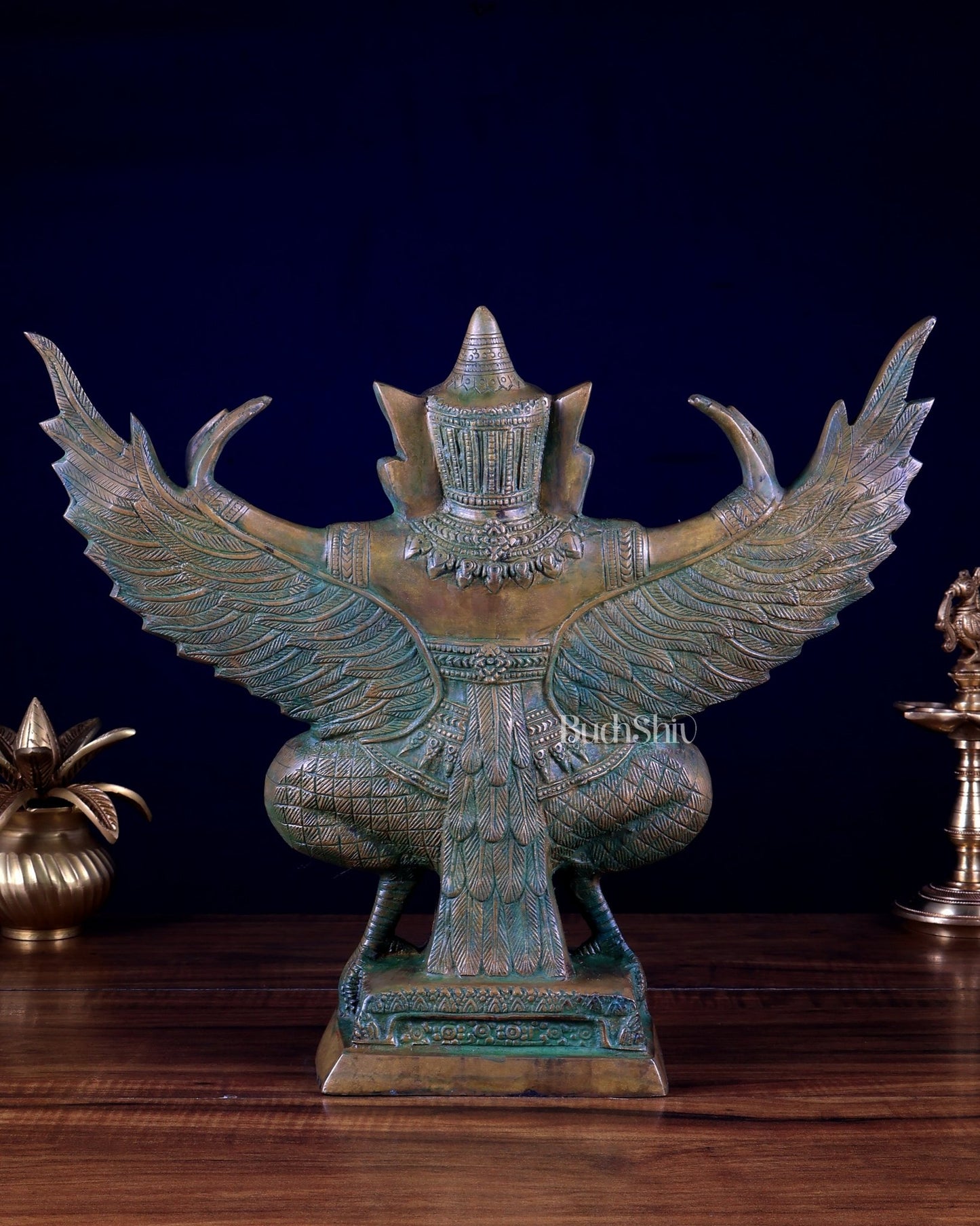 Majestic Pure Brass Garuda with Open Wings – 14" - Budhshiv.com