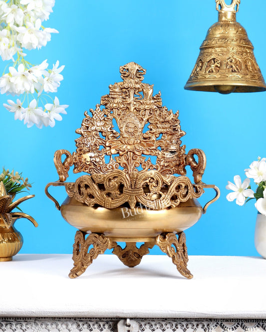 Majestic Pure Brass Urli Bowl | Height: 11.5 inch - Budhshiv.com