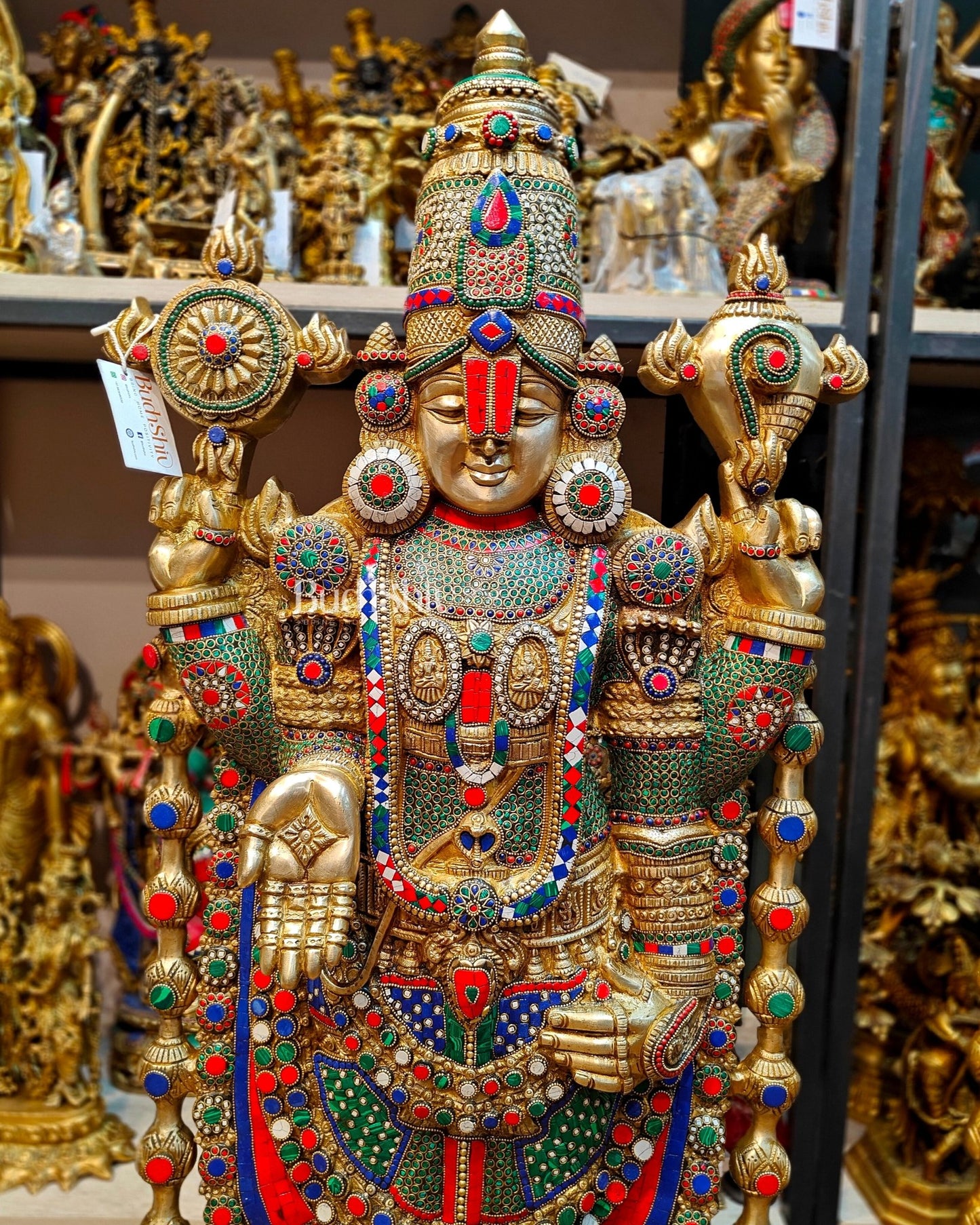 Majestic Tirupati Balaji Venkateshwar Brass Statue 48 inch - Budhshiv.com