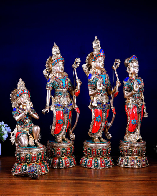 Multi colour Brass Ram Darbar Set Superfine idols 24" - Budhshiv.com