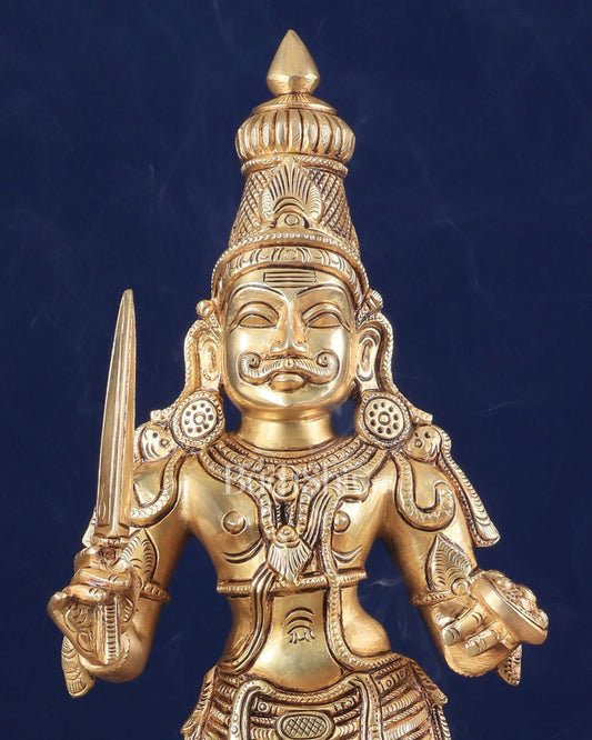 Muneeswarar Pure Brass Large Standing Statue 19.5 inch - Budhshiv.com