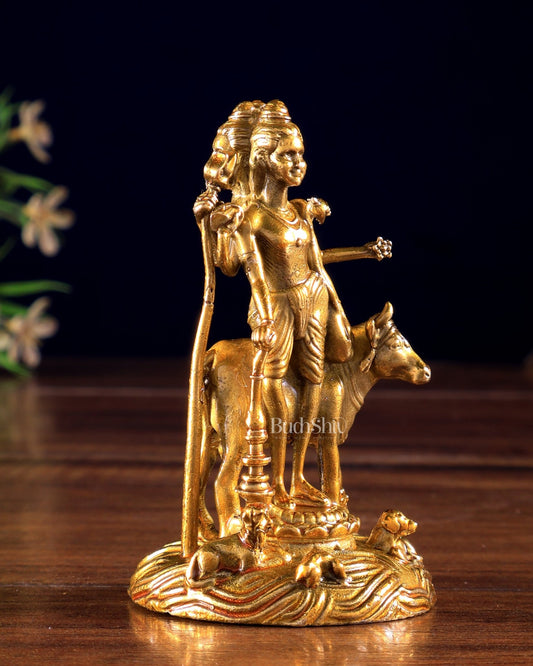 Panchaloha Bronze Dattatreya Datta Guru Idol 3 inch - Budhshiv.com
