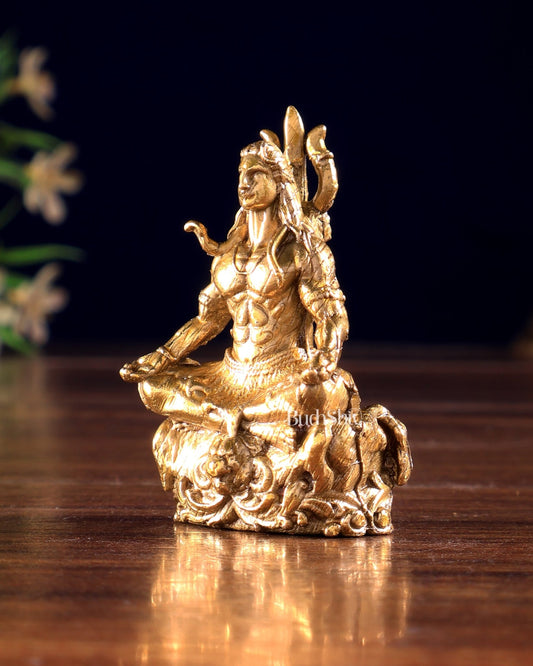 Panchaloha Bronze Lord Shiva Meditation Idol | Mini 2 inch - Budhshiv.com