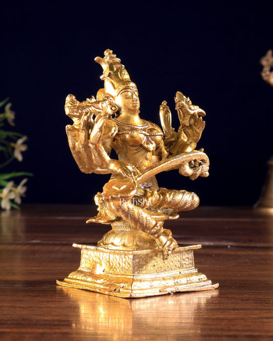 Panchaloha Bronze Raja Shyamala Devi Matangi Idol 4 inch - Budhshiv.com