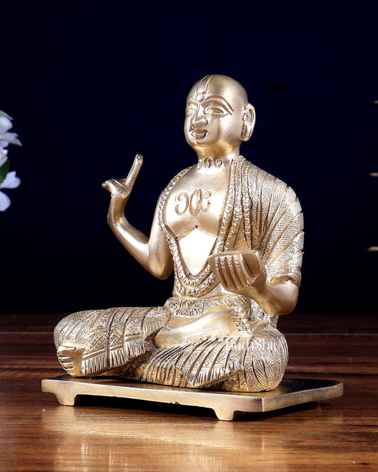 Premium Brass Madhav Acharya Ji Saint Idol 5 inch - Budhshiv.com