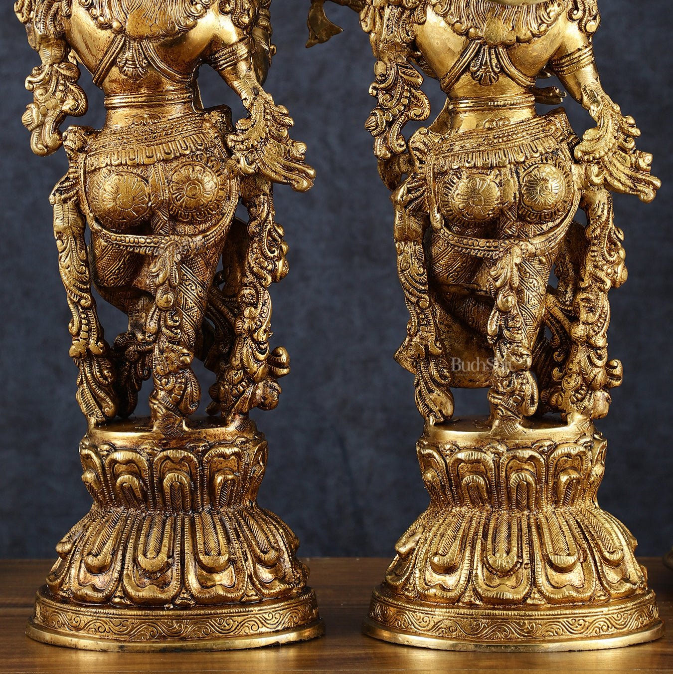 Premium Brass Radha Krishna Idol Set – 21" Height, Antique Glossy Finish - Budhshiv.com
